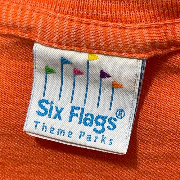 Vintage 1993 Taz Six Flags Orange Striped Single Stitch T-Shirt Tanzanian Devil - Picture 6 of 9